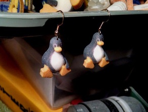 tux boucles d'oreilles plein de couleur linux pingouin bijoux animal animaux des fullcolorplastic drôle multicolore les pingouins 3d print model - Mito3D