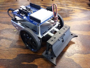paralaje escudo-bot frente scoop la robótica arduino boe-bot de competencia ir empujador 3d print model - Mito3D