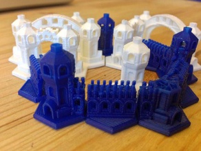 mini hex-tile towers version 2 toys games castles miniature tiles 3d print model - Mito3D