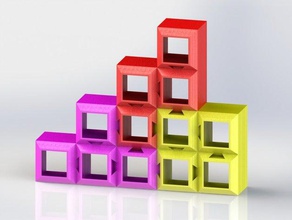 customizable modular blocks construction toys customizer challenge display furniture openscad shelves storage tetris useful 3d print model - Mito3D