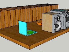 ghostly cd rack attached stereo & vinyl player electronics ghostlyvinyl sketchup vinylplayer 3d print model - Mito3D