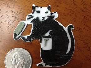banksy sıçan 2d sanat 3d print model - Mito3D