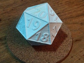 d20 - dropdown die 20 sided dual extrusion dice 20sided color extruder mtg 3d print model - Mito3D