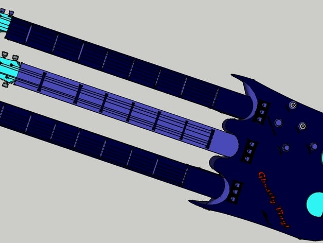 hayalet üçlü boyun gitar müzik elektro ghostlyvinyl 3D print model - Mito3D