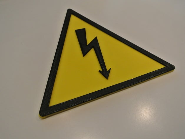 warning high voltage danger sign signs & logos 3D print model - Mito3D