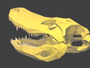 low poly alligator skull animals 3d print model - Mito3D