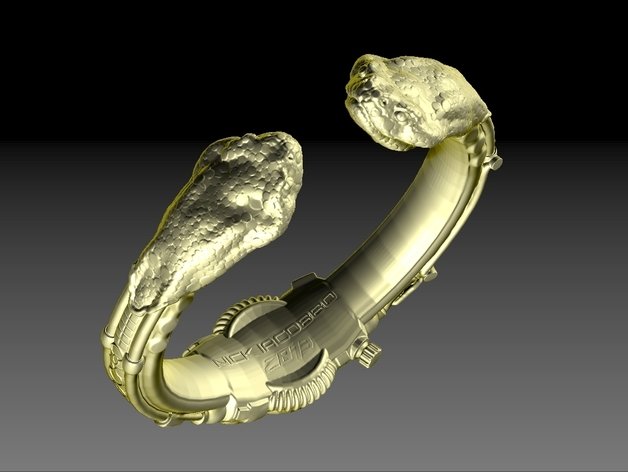 steampunk bracelet snake heads bracelets snakes steam punk nick art fantasy jewelry 3D print model - Mito3D