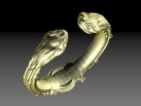 steampunk bracelet snake heads bracelets snakes steam punk nick art fantasy jewelry 3d print model - Mito3D