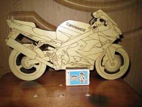Motorrad kawasaki Fahrzeuge Fahrrad laser lasercut 3d print model - Mito3D