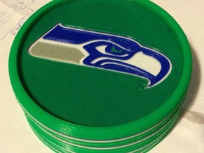 seattle seahawks coaster household 12 football 3d print model - Mito3D