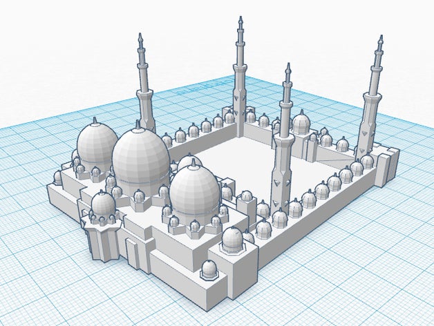 la mezquita sheikh zayed - emiratos árabes unidos el arte interactivo 3d miniaturas abudhabi dubái emirates gcc en miniatura las sharjah solidoodle los 3D print model - Mito3D