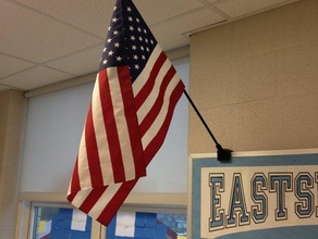 over bulletin board flag holder organization american flag flag flag holder school usa