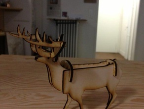 small stag sculptures cute deer lasercutter wood 3d print model - Mito3D