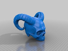 gehörnte Schädel Dekor demon head monster Hörner 3d print model - Mito3D