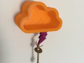nuage de tonnerre aimant porte-clef décor le cloud la décoration ménage un trousseau clés thunderbolt 3d print model - Mito3D
