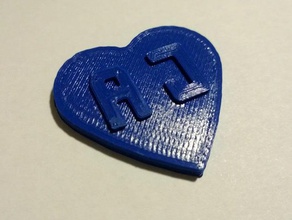 initialed heart ornament coins badges artistic customizer challenge 3d print model - Mito3D