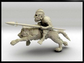 52mm goblin knight charging giant wolf creatures dungeons dragons rpg wargaming warhammer 3d print model - Mito3D