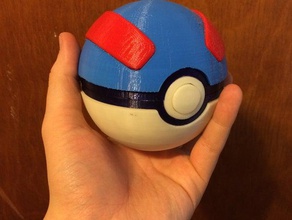 great ball pok toy & game accessories assembly button catch em all container dualstrusion dual extrusion greatball mechanical multipart pokeball pokemon sphere spring loaded storage treasure 3d print model - Mito3D