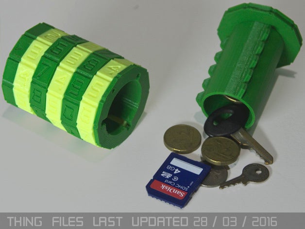 safe mit Zahlenschloss 00 cryptex Container 3d-geek-box da-vinci-code lock-box Geld-box piggy bank sicher Sicherheit 3D print model - Mito3D