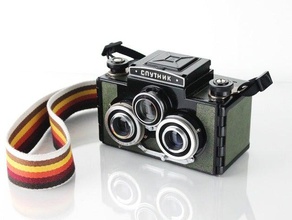 equilibrado alça de talões sputnik estéreo câmera Câmera 3d carregando o filme verde holding mecânico twin lens reflex vintage 3d print model - Mito3D