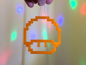 pixel mushroom mario bros games decor christmas 3d print model - Mito3D