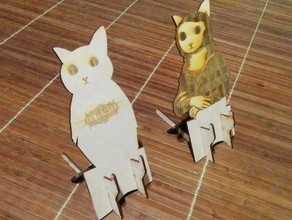cat style phone stand diy laser cut phonestand 3d print model - Mito3D