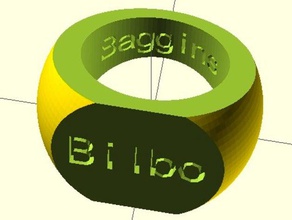 personalizável inscrição do anel anéis personalizado personalizador de sistemas desafio dupla extrusão jóias openscad paramétrico wearable 3d print model - Mito3D