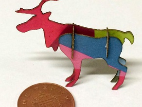 mini reindeer animals ai dxf interlocking lasercut pdf small template 3d print model - Mito3D