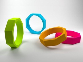 ot anillo octogonal los anillos de la moda joya joyería planta 3d print model - Mito3D