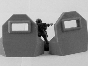 plaine barricade + l paire bâtiments et structures 15mm 28mm 40k mur de défense hc3d la construction d'un modèle les paysages terrain wargame jeux guerre wargaming 3d print model - Mito3D