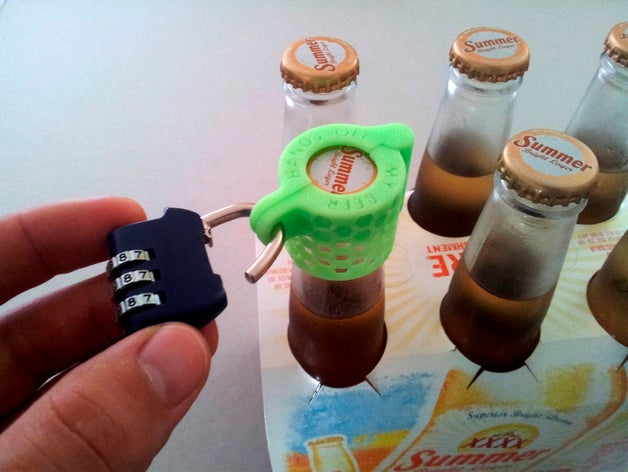 beer bottle lock kitchen & dining cap drink drinking fun locking security 3D print model - Mito3D