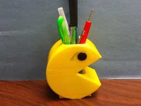 pacman toothbrush pencil holder 2 color bathroom 3d print model - Mito3D
