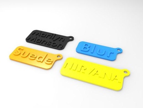 90's band name key chain 3d printing 90s blur mm nirvana rock roll suede 3d print model - Mito3D