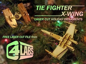 tie fighter & x-wing-laser-cut-Verzierungen - c4 labs Dekor Weihnachten Weihnachts-Dekoration ornament Urlaub lasercut laser-cut laser-cutter star wars x-wing 3d print model - Mito3D