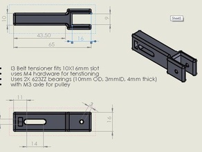 i3 tenditore cinghia 623 cuscinetti Stampante 3d parti rework di solidworks 3d print model - Mito3D