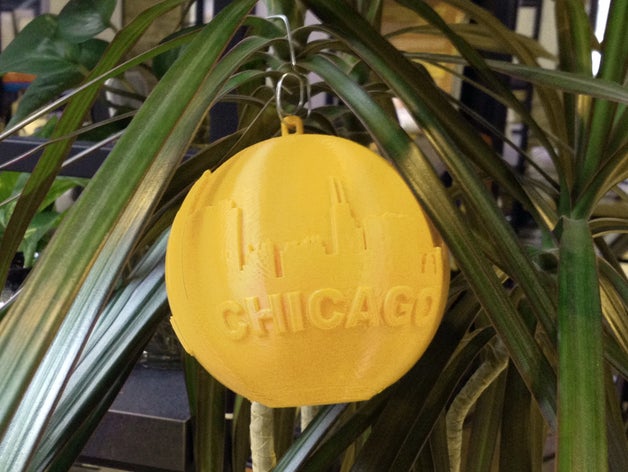 chicago skyline globe ornament bauble christmas makerbotornaments 3D print model - Mito3D