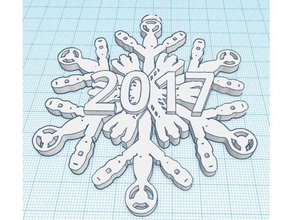 sonic screwdriver snowflake - doctor art doctorwho snow tree ornament flake 3d print model - Mito3D