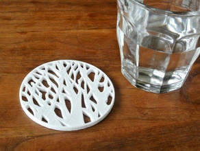 tree silhouette coaster kitchen & dining forest 3d print model - Mito3D