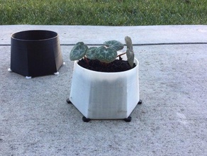 plant pot optional stand outdoor & garden hexagon planter 3d print model - Mito3D