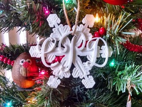 monogram snowflake ornament decor christmas makerbotornaments 3d print model - Mito3D