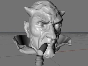 big bad devil other ashtray beelzebub demon head monster old man teufel 3d clay fire sculpture useful 3d print model - Mito3D