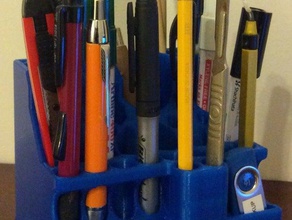 mesa arrumada canetas marcadores governantes de mão pequenas ferramentas organização estojo lápis caneta 3d print model - Mito3D