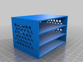 üç çekmece kutusu altıgen desen tarafı özelleştirilmiş kaplar 3d print model - Mito3D