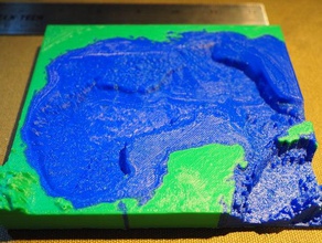 golfo del messico - doppio colore fisica & astronomia doppia estrusione topografico topografia 3d print model - Mito3D