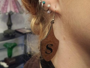 s insignes de l'art déco boucle d'oreille des boucles d'oreilles bijoux monogramme 3d print model - Mito3D