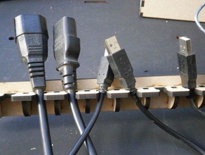 cabo usb cabide eletrônica suporte do gestão de cabos laser lasercut corte a armazenamento parede 3d print model - Mito3D