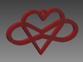 infinity heart charm jewelry poly 3d print model - Mito3D