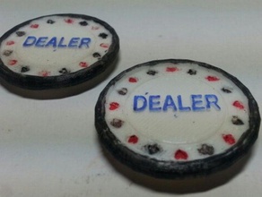 dealer button - raised text games cards playing poker chip 3d print model - Mito3D