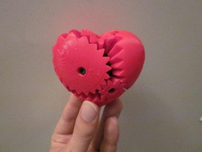heart gears interactive 3d brain gear dwdd mashup mashmeup openscad parametric rotating toy valentine 3d print model - Mito3D