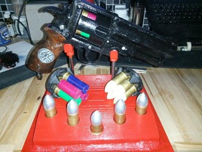 stand hellboy revolver samaritan 3d print model - Mito3D